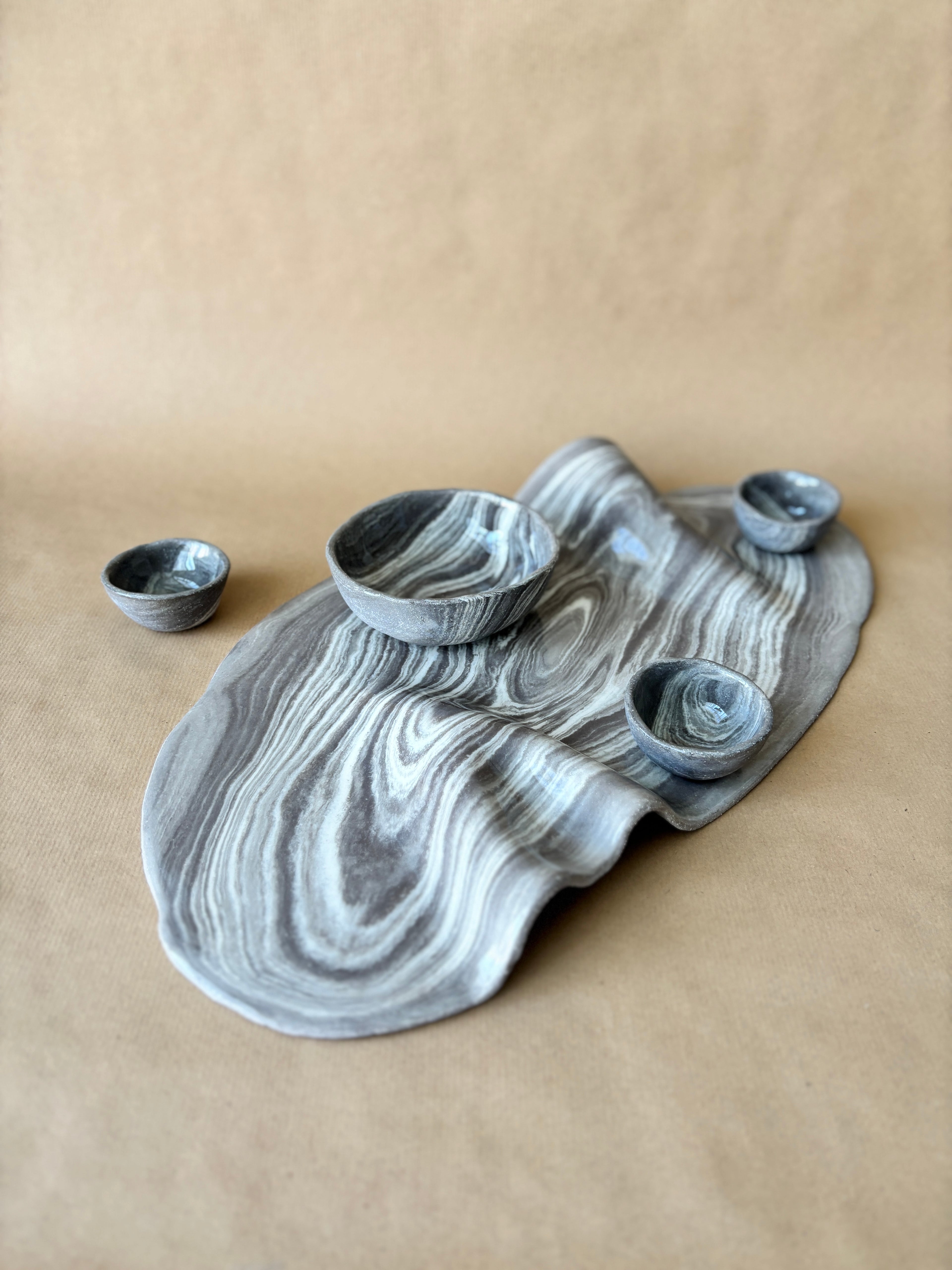 Borrelplank houtlook met bijpassende schaaltjes