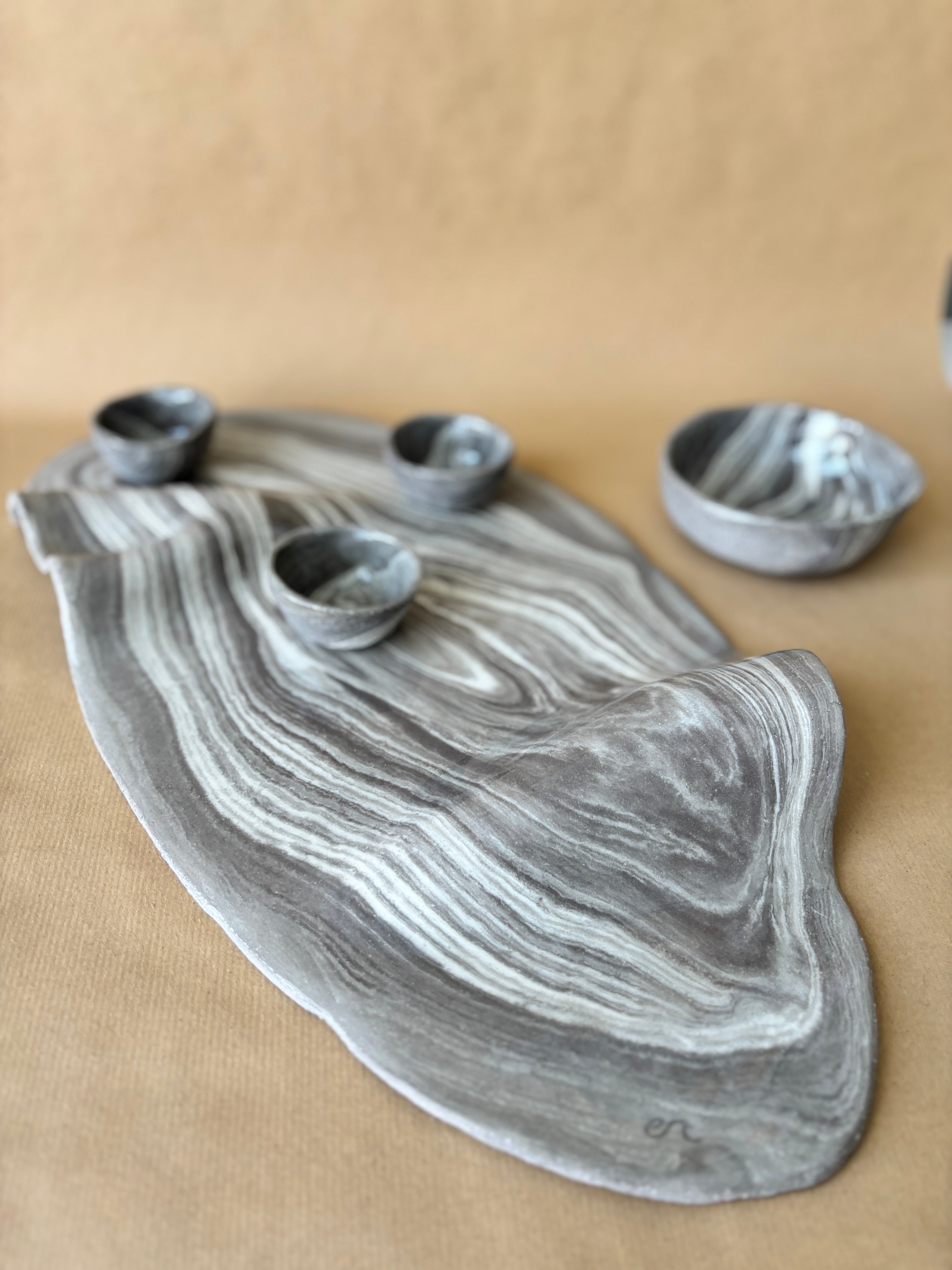 Borrelplank houtlook met bijpassende schaaltjes